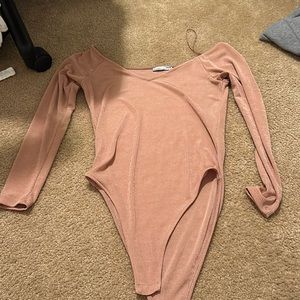 Nude off the shoulder body suit